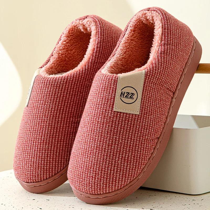 Dammode väska klack vinter bomull Tofflor Herr Inomhus Varma Plysch Skor Halkfria Plattformstofflor Par Kvinnor Casual Komfortskor