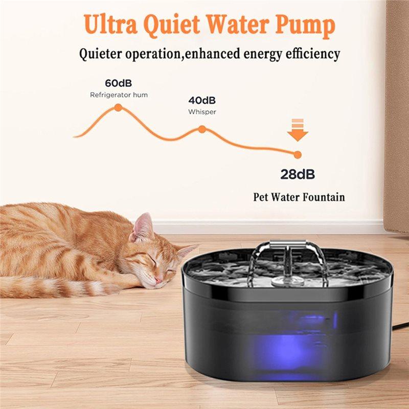 CYCLI-Pet Water Dispenser With Filter, 2.2L T-Shaped Cat Water Fountain Ultra Quiet Water Pump Dog Drinking Fountain For Cats