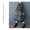 Loose Large Size Printed Splicing Casual Simple Sweetheart Long Sleeve Dresses
