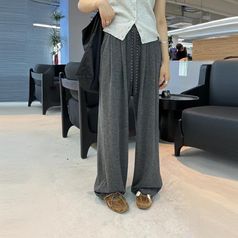 2025 Winter Women's Fleece-lined Slimming Wide-leg Pants - Elastic Waist, Loose Fit, Drapey Style