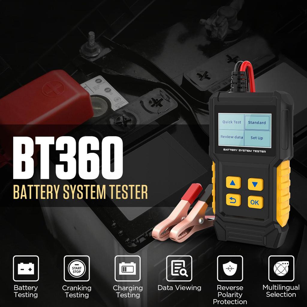 Battery Tester Automotive Vehicle Battery Tester Compact Smart Analyzer For Circuit Electrical Alternator Boat RV Bench Throttle