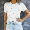 Simple and personalized circle printed short sleeved round neck T-shirt for women's summer casual fashion versatile daily top