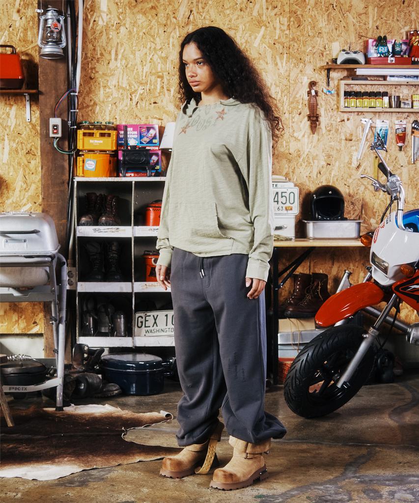 THEVINYLHOUSE Damaged Sweat Pants Charcoal