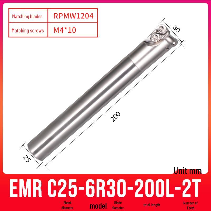 Shockproof EMR CNC Milling Cutter Holder - Round Nose, Bull Nose & Flat Machining Extensions (R4, R5, R6)