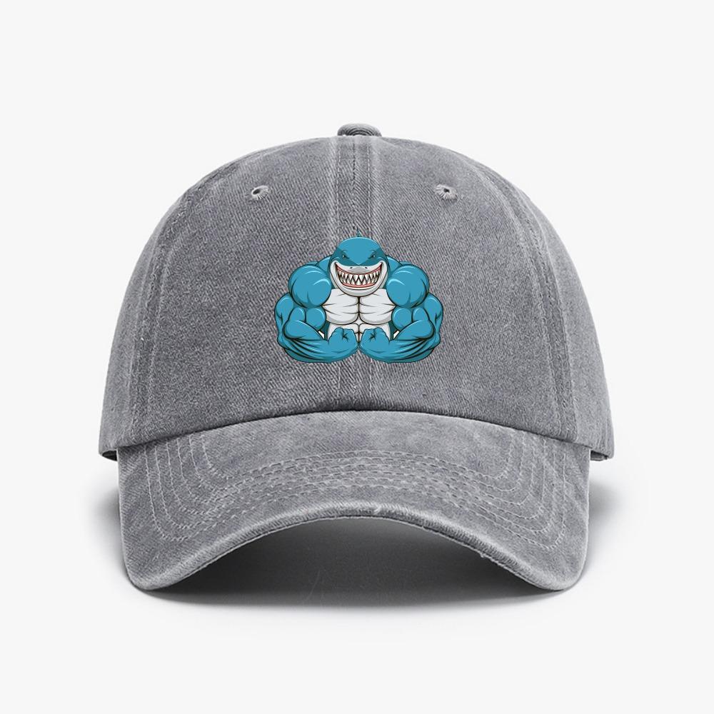 

Muscle Sharks Unisex fitness hat Simple Style Suitable for Unisex and Women hats Adjustable Distressed Washed Baseball Caps Adjustable