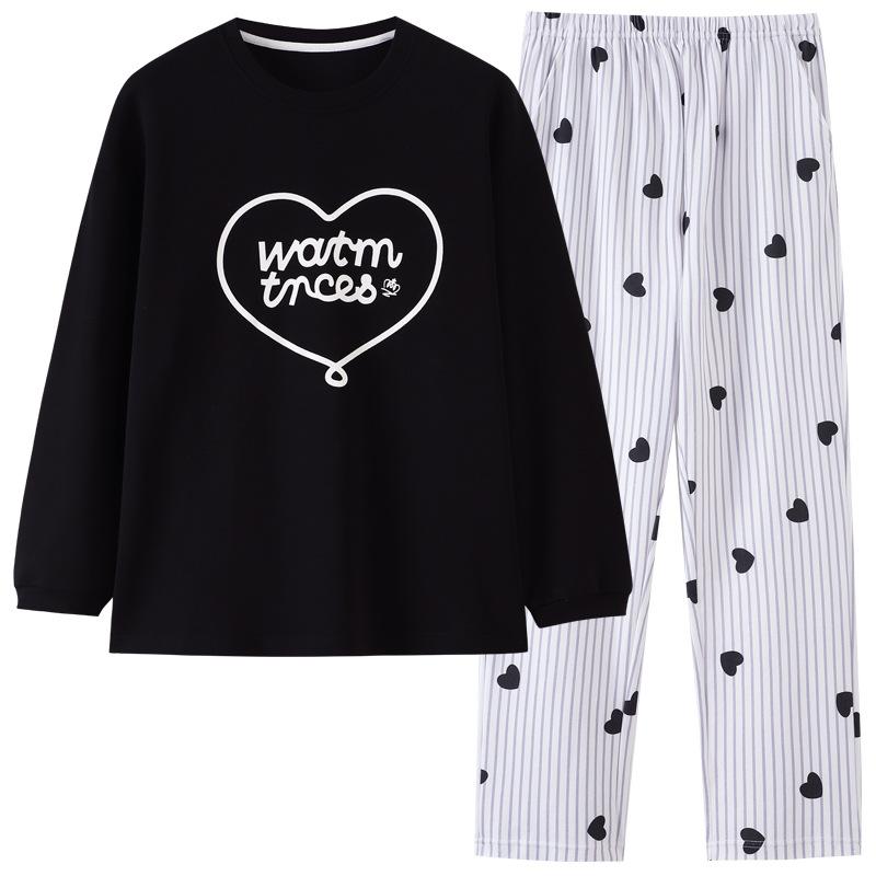 Pajamas Women'S Pure Cotton Long-Sleeved Loungewear Casual Can Go Out Can Wear Round Neck Pullover Set