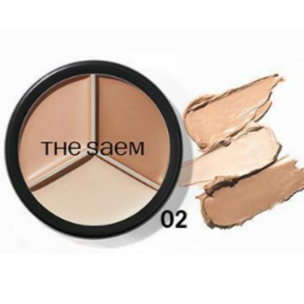 The Saem Cover Perfection Triple Pot Concealer – Multi-Correcting Concealer Palette (6 Shades)