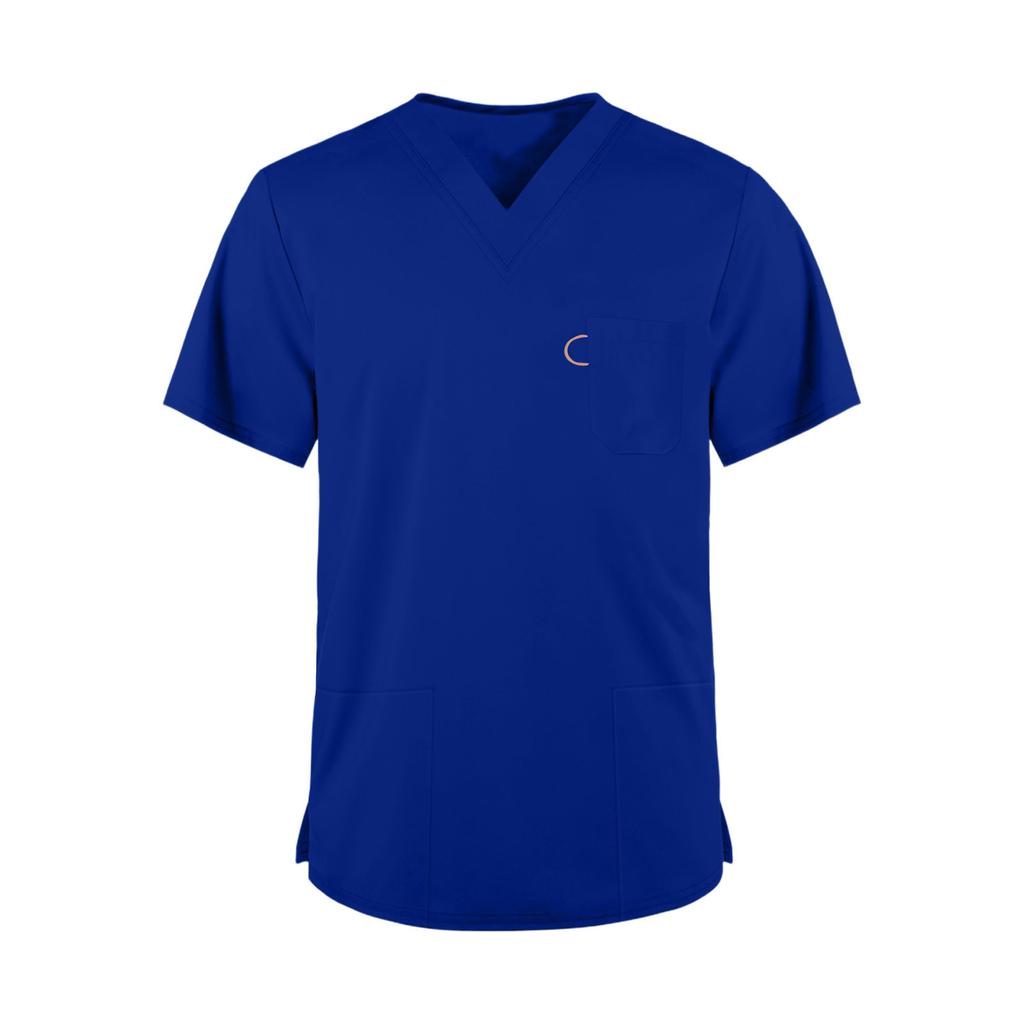 Men's Fashionable V-neck Short-sleeved Work Uniform, Color Top, Uniform