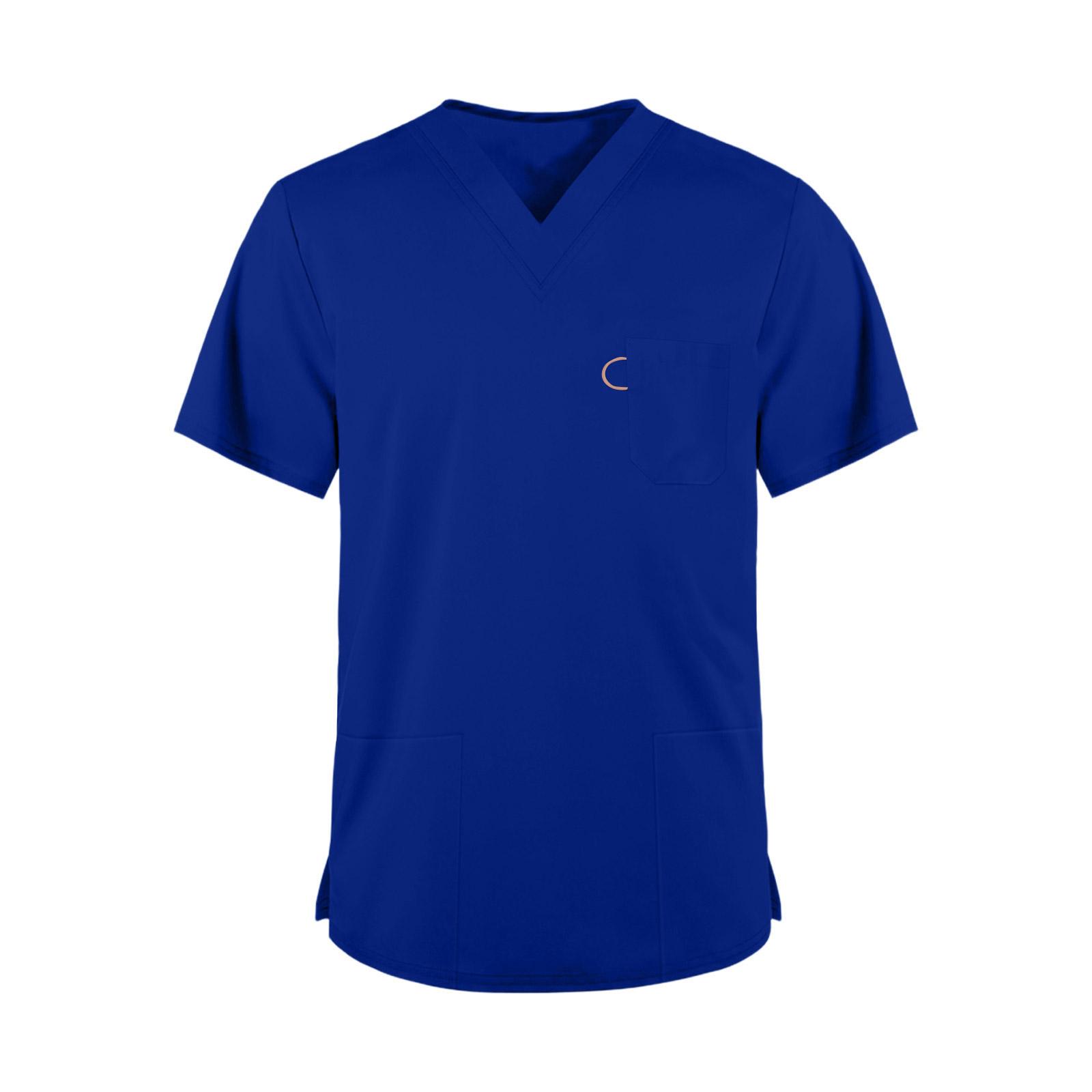 

Men s Fashionable V-neck Short-sleeved Work Uniform. Color Top. Uniform L синий