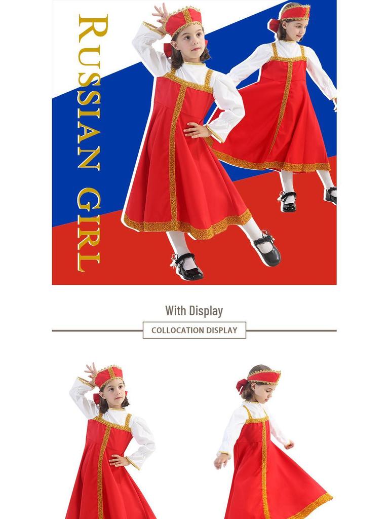 Halloween Traditional Russian Costume for Girl - Kids' Party & Carnival Performance Outfit