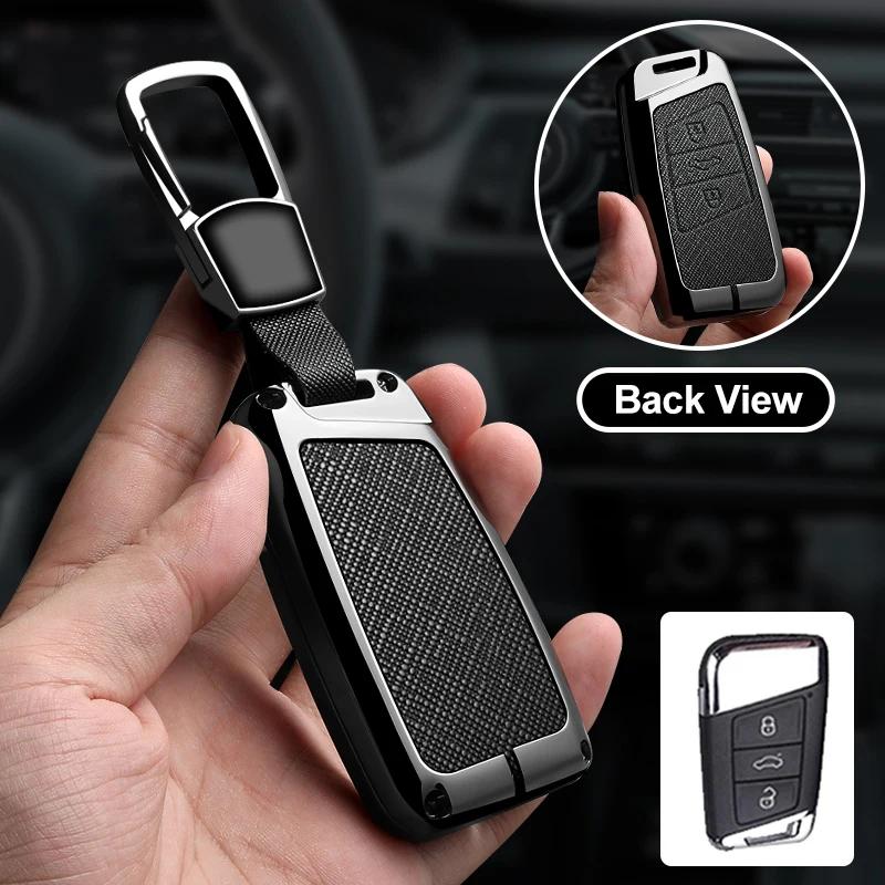 

Leather Car Remote Key Case Full Cover Protection Shell for VW Volkswagen Magotan Magotan GTE Passat B6 B7 B8 CC Arteon Keychain