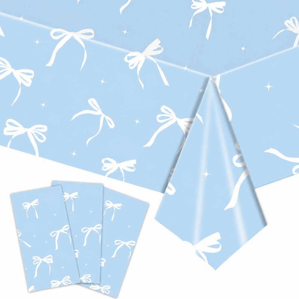 Disposable Table Cover Bow Birthday Theme Tablecloth Cute Table Clothes Party Decorations