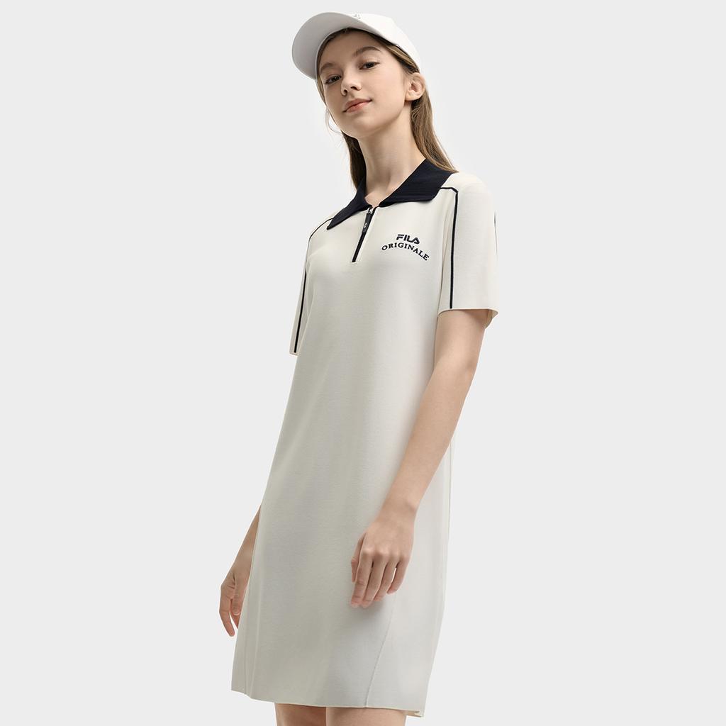New FILA ORIGINALE Short Sleeved Dress Women's Cloud White F11W529306FWT