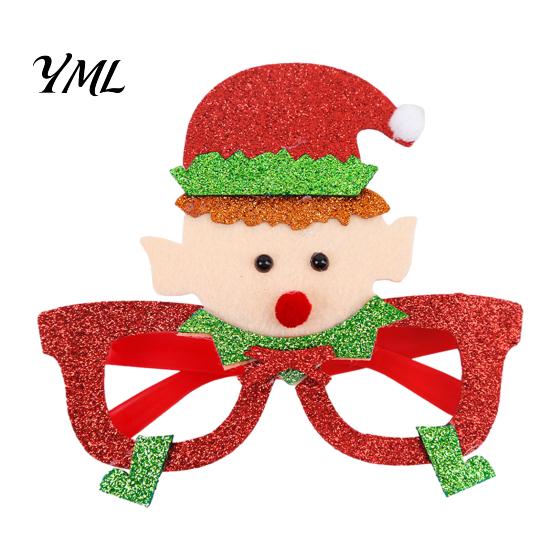 Fun Holiday Accessories for Kids Christmas Glasses, Glitter Party Glasses Frames, Novelty Elf Snowman Santa Claus Elk Frames Reindeer Eyeglasses