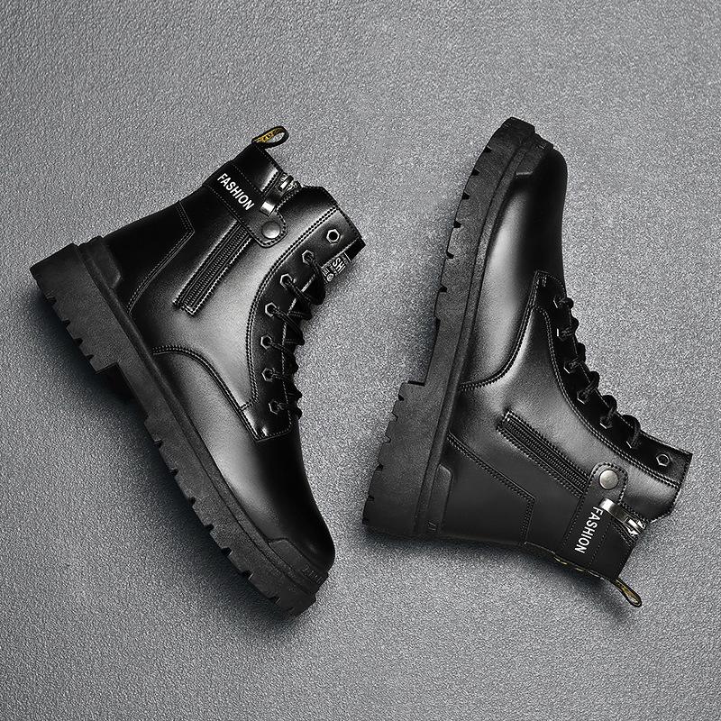 Men's Winter High Top Work Boots British Style Outdoor Ankle Boots Waterproof Non-Slip Safety Shoes Casual Hiking Leather Shoes