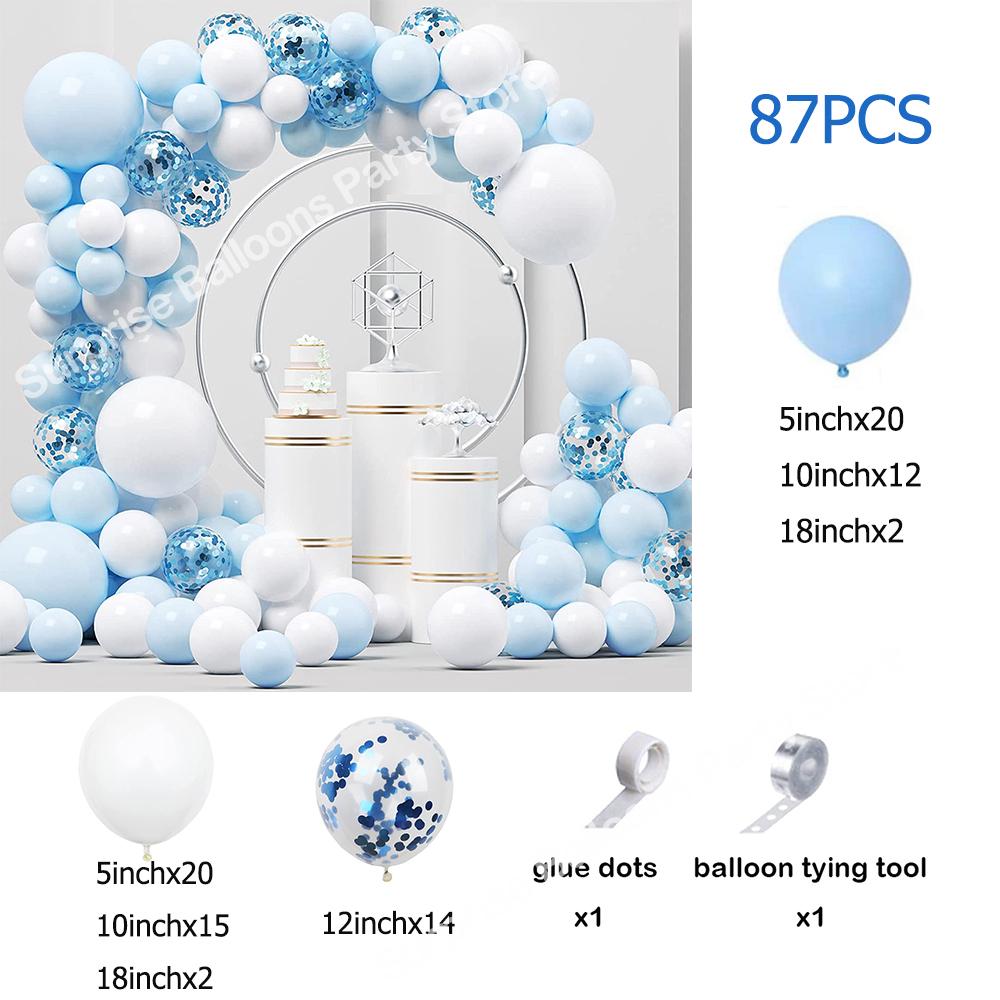 Pastel Blue Balloon Garland Arch Kit White Blue Confetti Balloons Baby Shower Gender Reveal Birthday Party Wedding Decorations