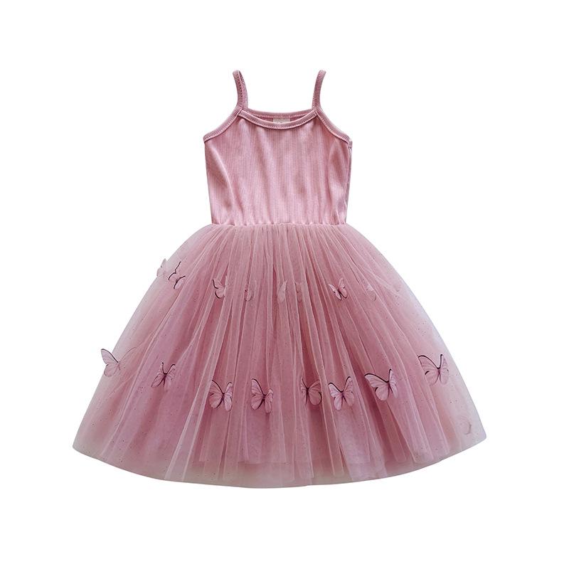3D Butterfly Mesh Sling Dress - Sweet Princess Tutu for Girls
