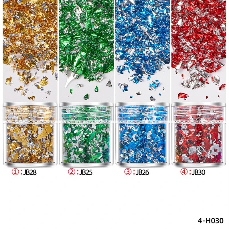 4 Bottle Gold Leaf Flakes Sequins Glitter Epoxy Resin Filling Gold Foil DIY Nail Art Decor Foil Paper Jewelry Making Accessories