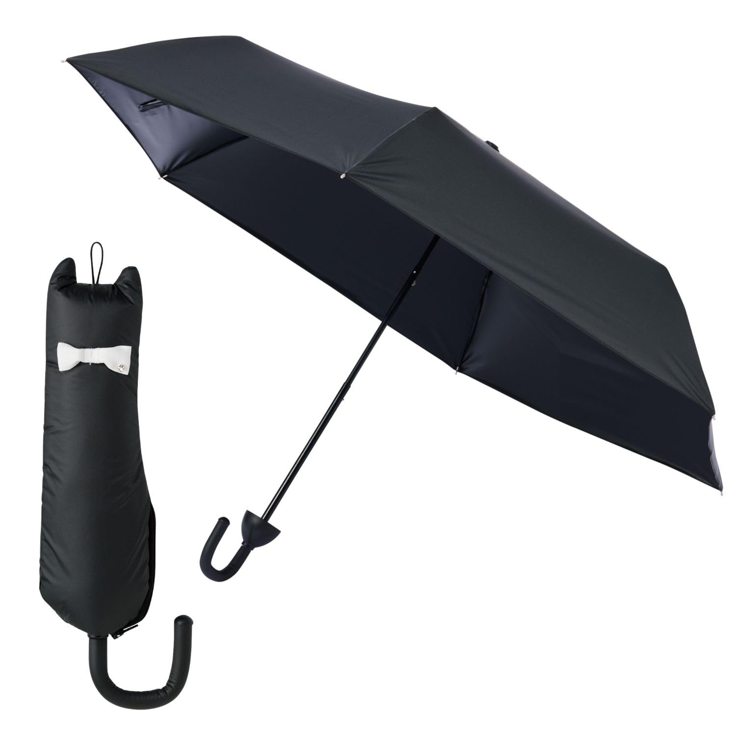 

estaa Складной зонт от солнца и дождя Легкое открытие и Кот Белый Черный Черный Зонт, Зонт, Ручное открытие, 100% блокировка, Блокировка, чёрный