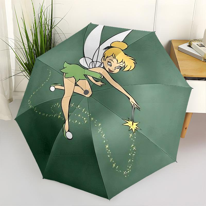 

Disney Tinkerbell, Tinker Bell Automatic Open/Close Umbrella - Cute Umbrella with Cute Design, Portable 3-Fold Compact Umbrella for Men & Wo