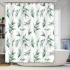 Watercolor Green Leaves Shower Curtain Waterproof Bath Rug Decor Modern Home Decoration 3D Printed Polyester Fabric White Green
