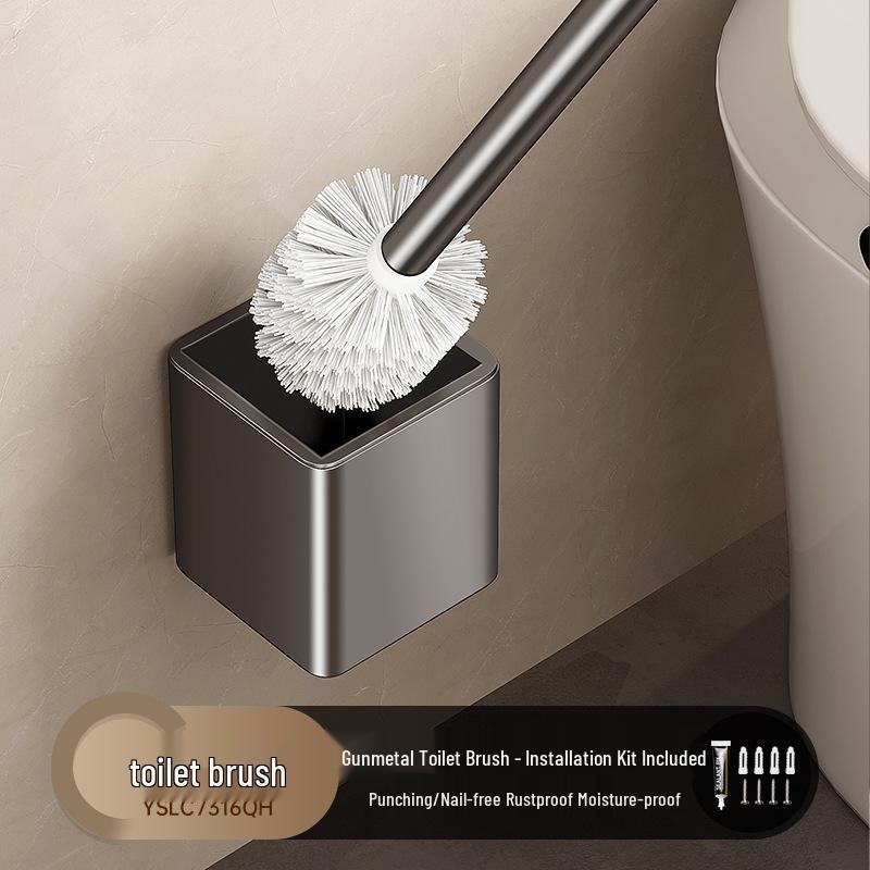 Wall-Mounted Punch-Free Toilet Brush Set with Gap Cleaner