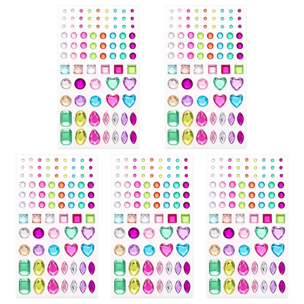 NUOLUX Rhinestone Stickers, Jewel Stickers, 3D Nail Stickers, Self-Adhesive, 5 Sheets