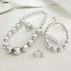 Elegant Korean Vintage Pearl Necklace Set Women Choker Chain Earrings Bracelet Wedding Bridal Formal Dress