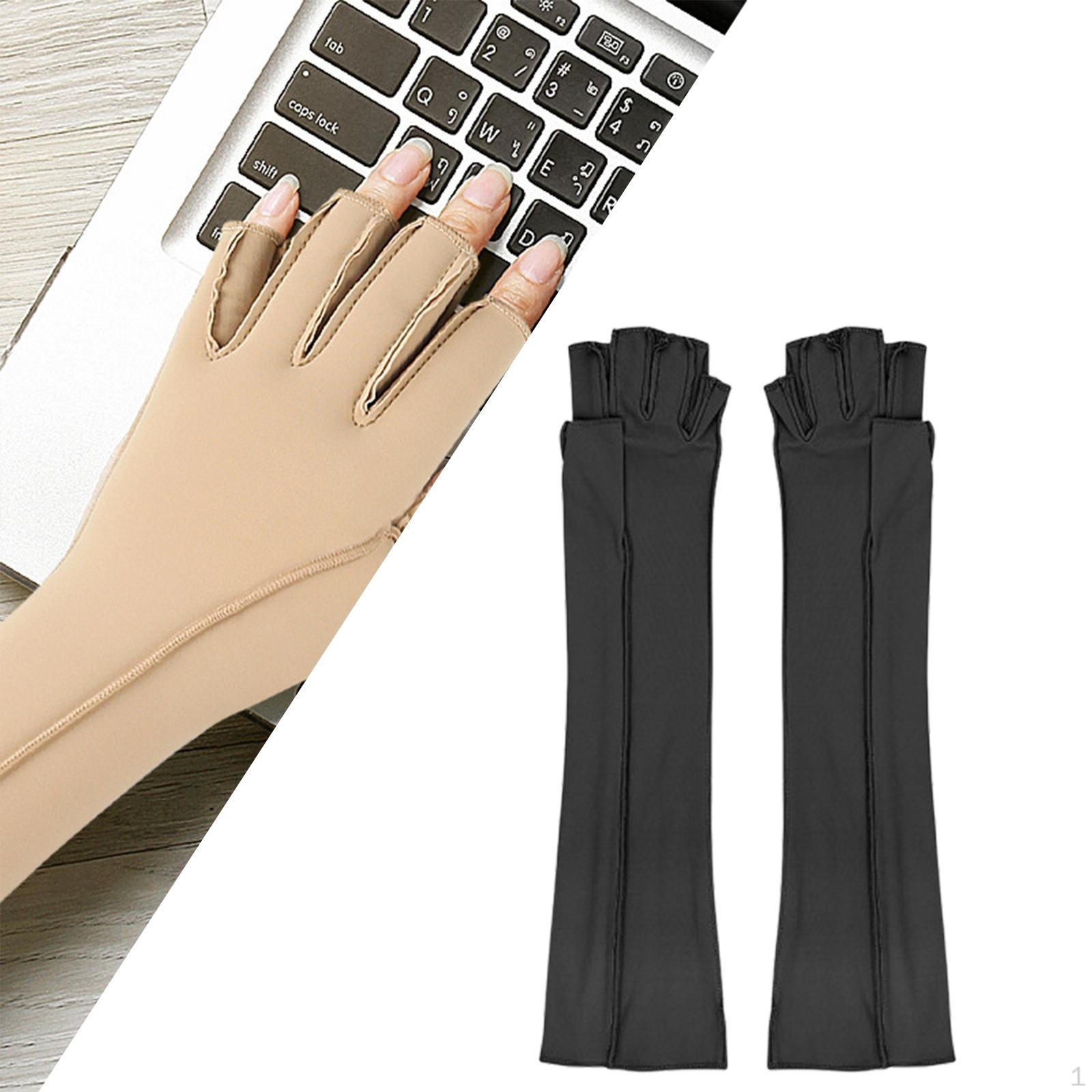 

Длинные компрессионные перчатки для велоспорта, дышащие, противоскользящие, без пальцев, для игр на работе чёрный