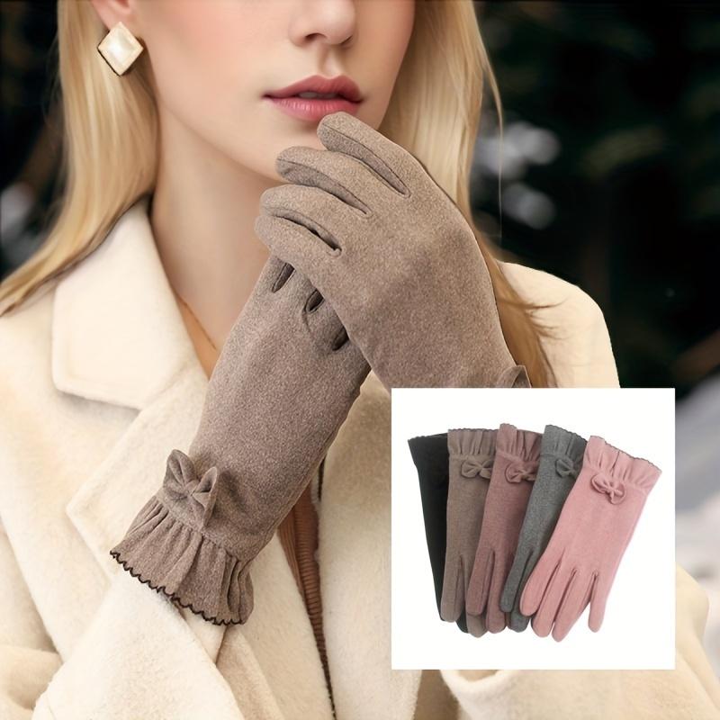 Women'S Fashion Gloves, Stretchy Windproof & Warm, Split Finger Design, Solid Color, Fashion Style, Material, Hand Wash Only, Breathable