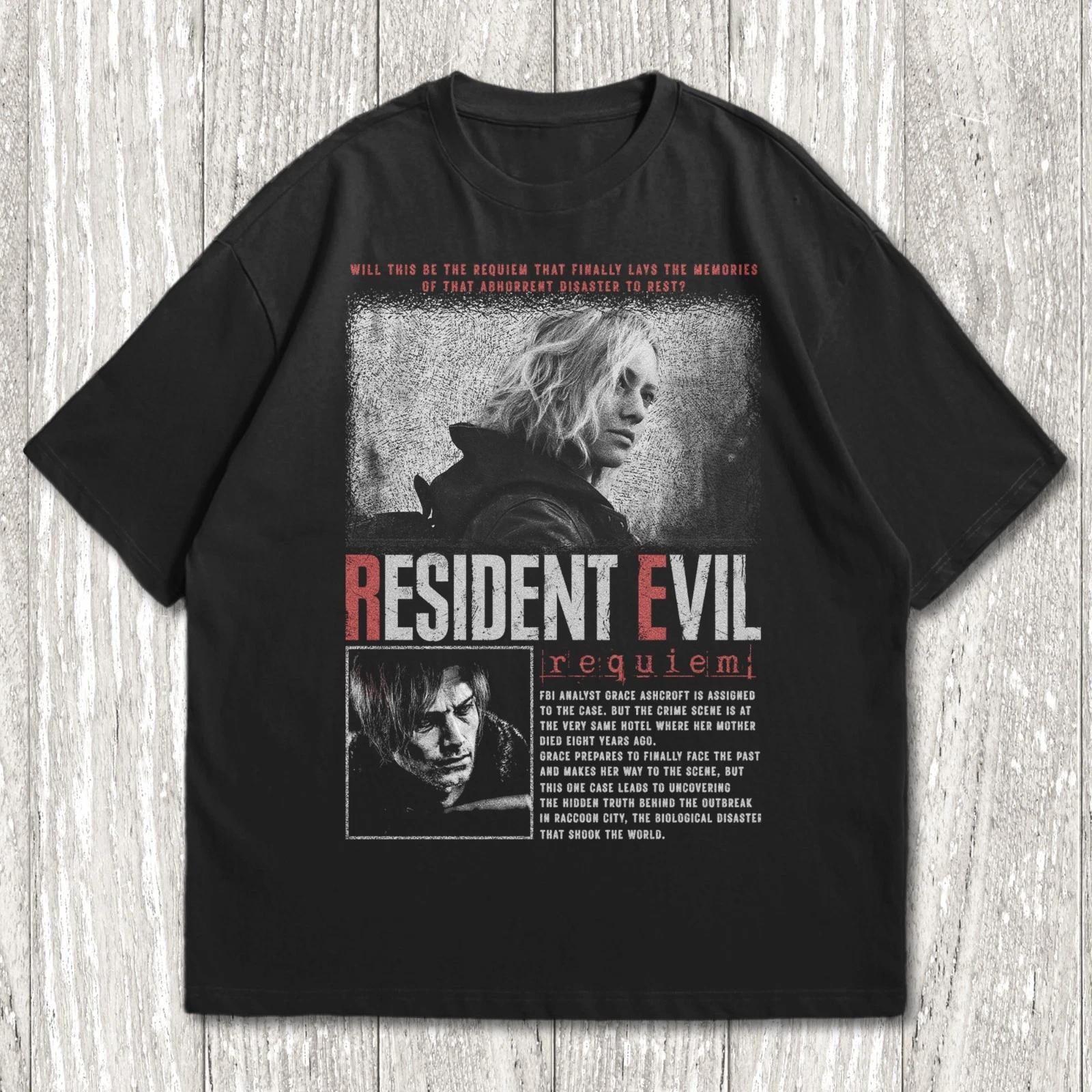 Resident Evil Requiem, Leon kennedy T-shirt, Horror Video Game Movie Shirt 4XL