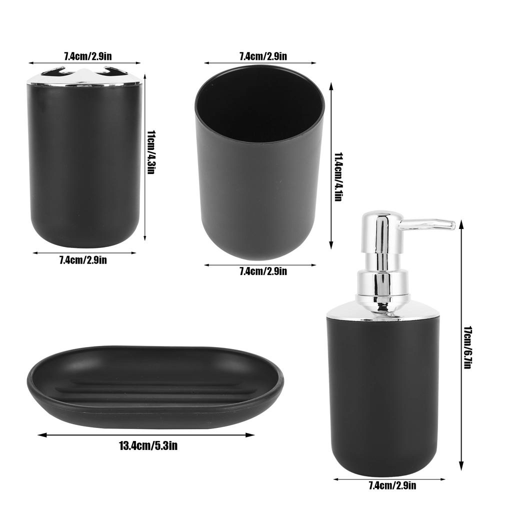 4 Piece Bathroom Dispenser Set, Multifunctional Lotion Dispenser, Wash Cup, Toothbrush Holder, Set, Electroplating Process, Compact Size, for Bathroom