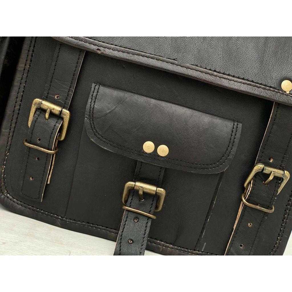 Saddlebags Saddle Panniers Motorcycle Bags Side Pouch Leather (Waxed Goat Hide)