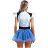 Womens Shiny Metallic Alien Cosplay Costume Fly Sleeve Halloween Party Leotard Tutu Dress