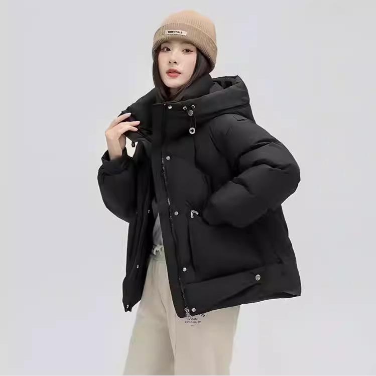Genuine Clearance Winter White Duck Down Women's Hooded Short Jacket - Small Size Loose Fit