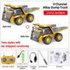 1/24 Alloy RC Dump Truck Car with Light Engineering Vehicle Excavator Remote Control Dumper Car Toys for Boys Christmas Gifts