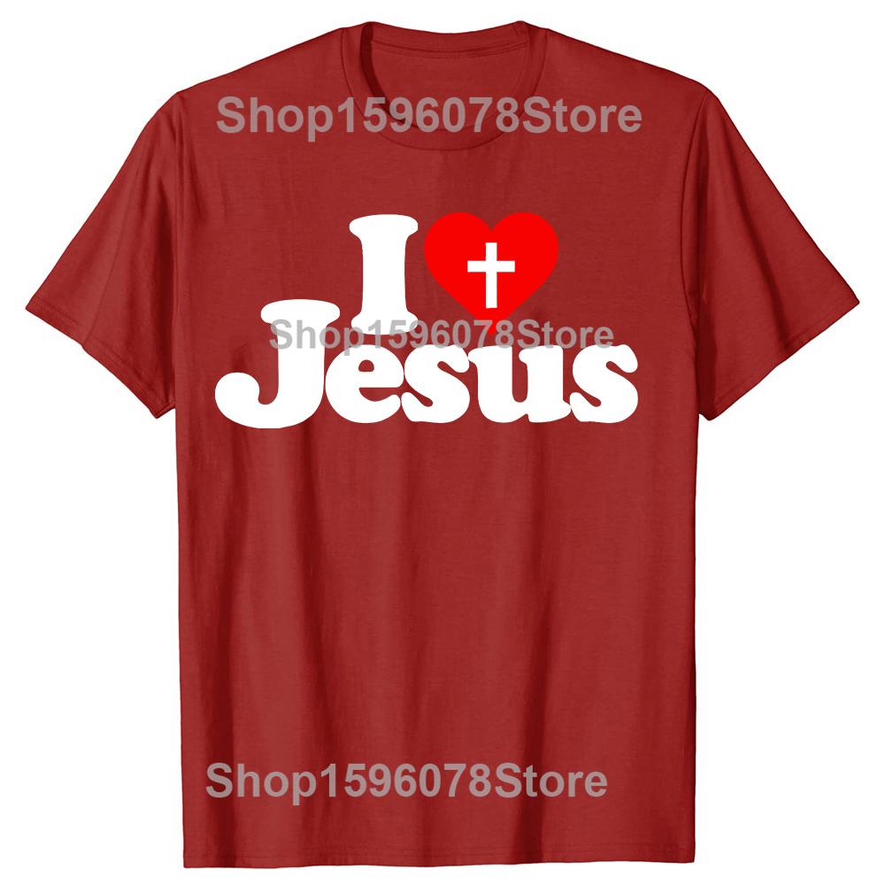I Love Jesus T Shirt for Men Short Sleeved God Religion T-shirt Church Christian Tshirt Fashion Street Tee Top Gift