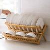 Natural Dish Drying Rack Retro Drying Holder Kitchen Organizer Folding Dish Rack  Home