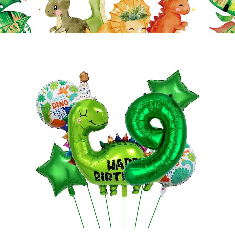 Dinosaur Birthday Decoration Party Supplies Set Cup Plate Tablecloth Dinosaur Balloons Happy Banner Cake Topper for Kids Favors