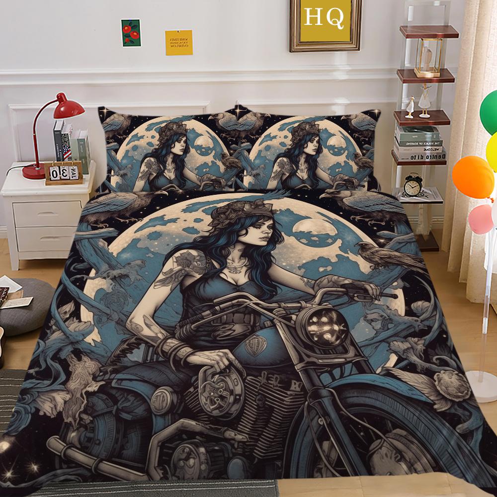 Beauty Skull Printed Comforter Cover Set Twin Size Polyester Bedspreads Man Fashion Design Duvet Cover Set