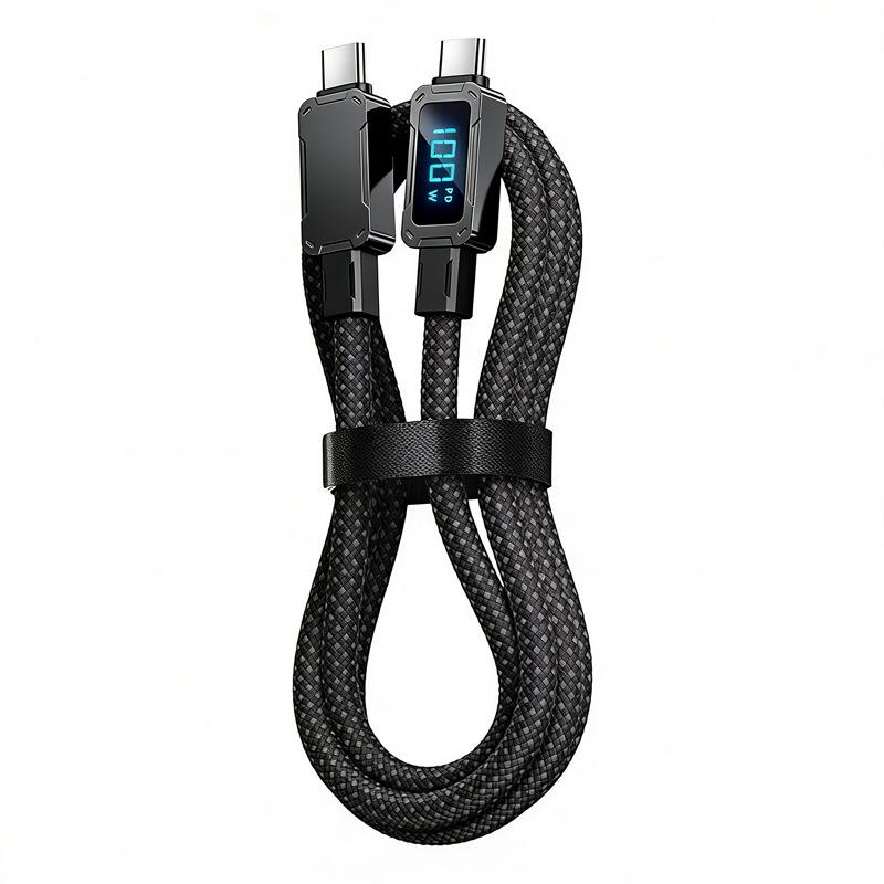 100W Digital Display Charging Cable for Apple, Huawei Mate80, Laptop, Real-time 5A Power