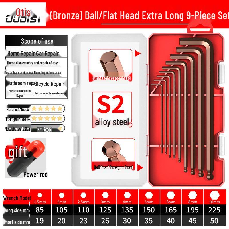 Torx Hex Key Set: 6-Point Screwdriver & Wrench Set with Extended Ball and Flat Head