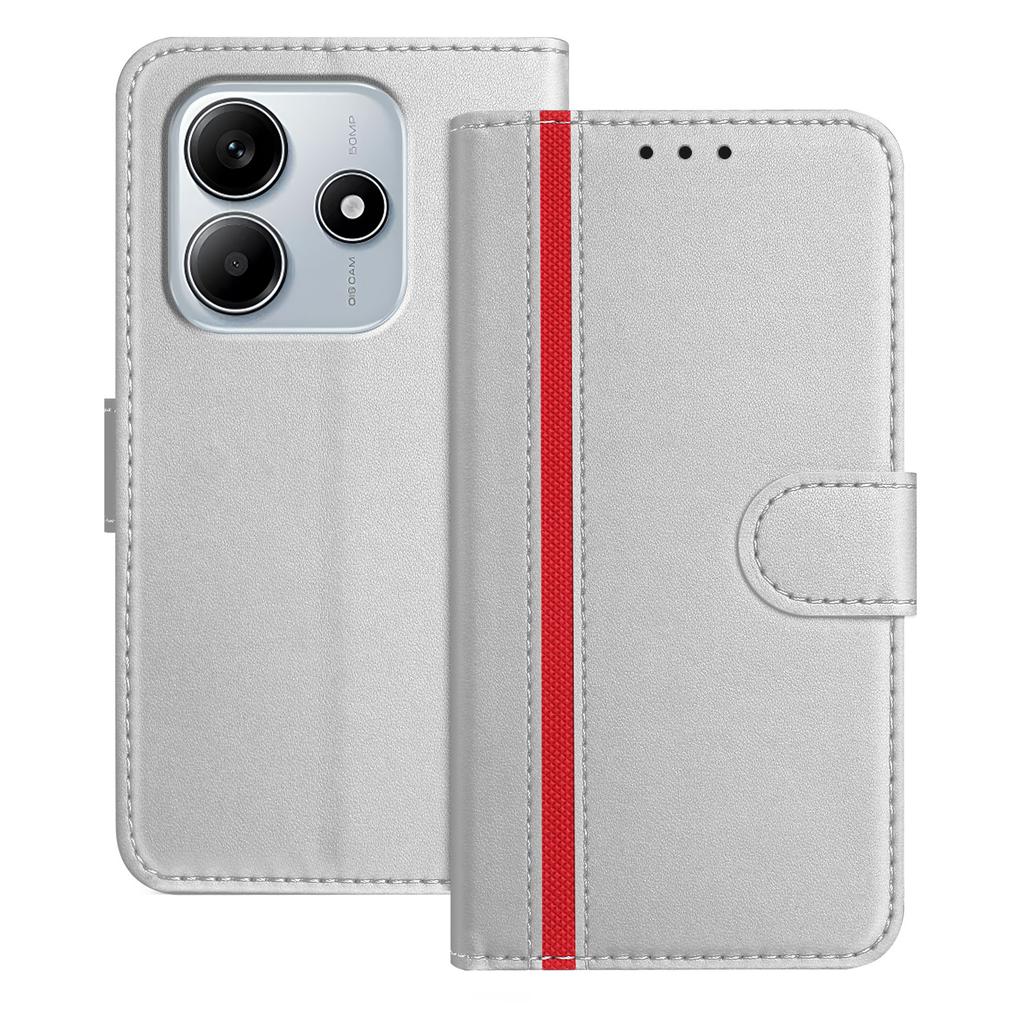 For Xiaomi Redmi Note 14 4G (164.84x78.15x8.16mm) Phone Cases Wallet Stand Color Splicing Leather Cover with Magnetic Clasp