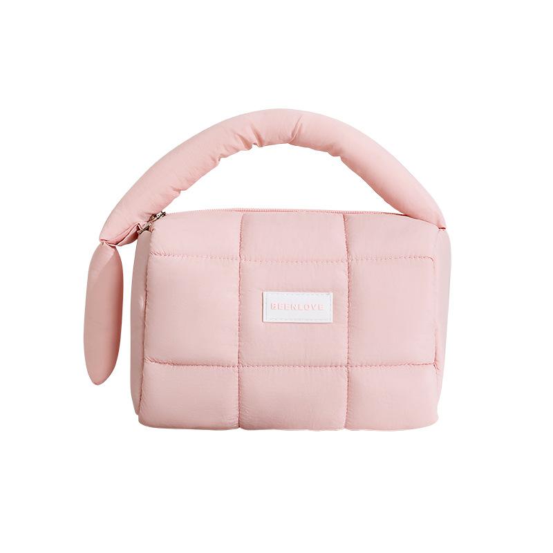 Puff Portable Storage Bag, Candy Color, Cotton Filling, Cosmetics Storage Bag, Makeup Bag, Large Capacity, High-end Feel