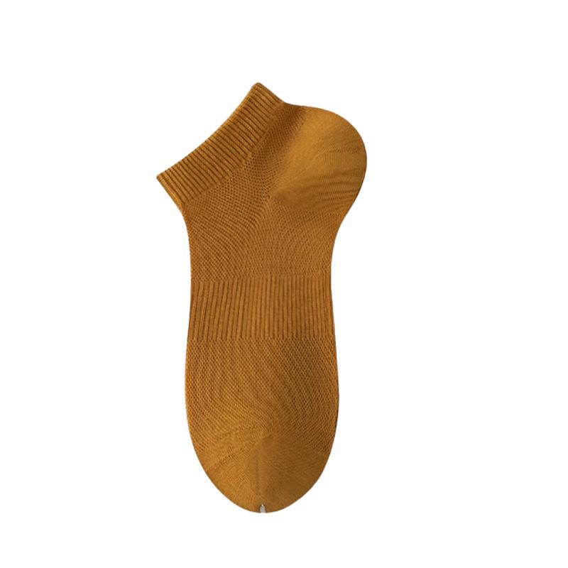 Men's Summer Breathable Mesh Cotton Socks - Solid Color Casual Short Massage Socks