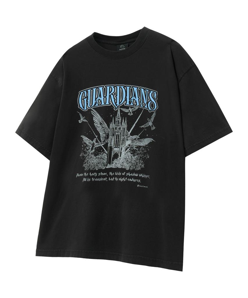 MOZMOZ Guardians Oversized Pigment Short Sleeve T-Shirt Black