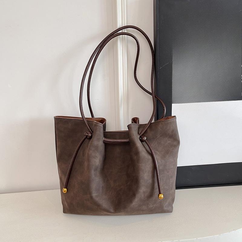 

Повседневная и Ретро Сумка-тоут большой вместимости, Сумка-тоут, Высокий уровень внешнего вида, Простая одноплечевая сумка кофейный