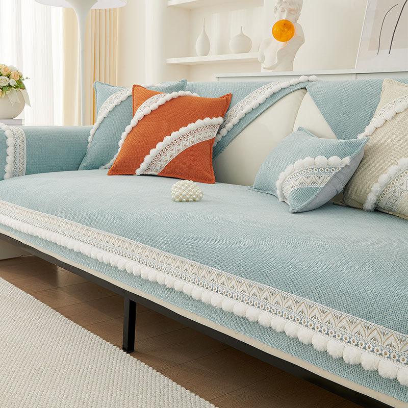 

Подушка для дивана из синели, универсальный кожаный чехол для дивана Four Seasons, Нескользящий чехол на спинку, подушка для полотенца 70*70cm