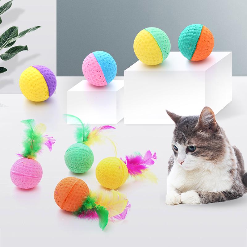 Cat Toy: Interactive Elastic Foam Ball with Feathers