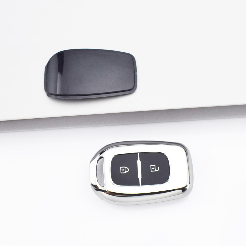 

Автомобильный бесключевой корпус-брелок для Dacia Sandero Logan Duster для Renault Kwid Trafic Symbol TPU 2 кнопки пульт чехол для ключа автомобиля серебряный